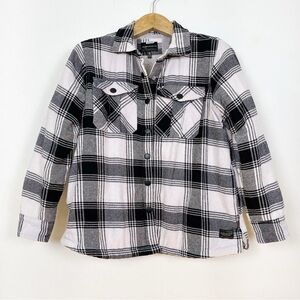 Silver Jeans Women’s Plaid Fleece Sherpa Lined Shirt‎ Jacket Size XL Pockets